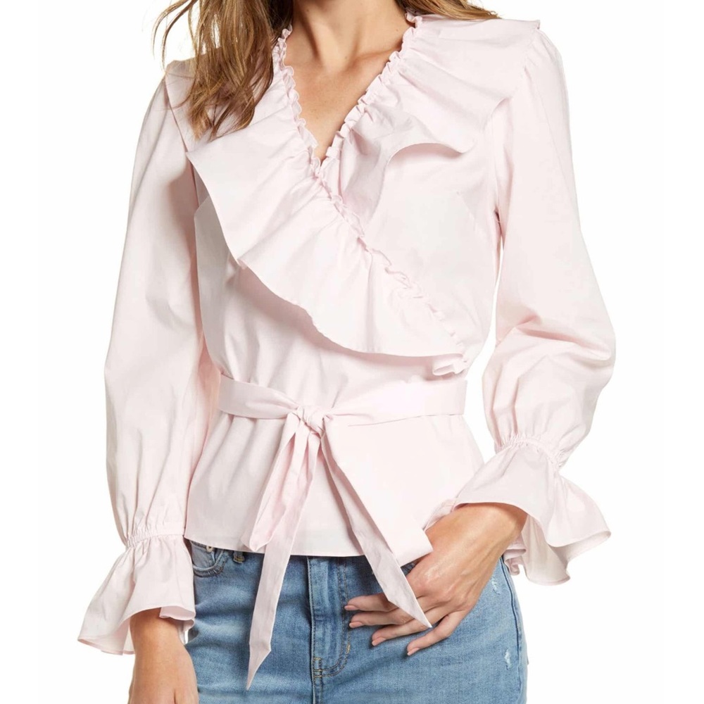 Rachel Parcell Ruffle Wrap Top M